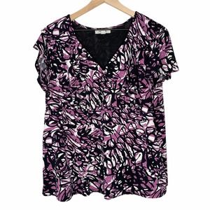 Merona purple/ white floral blouse plus size 1X